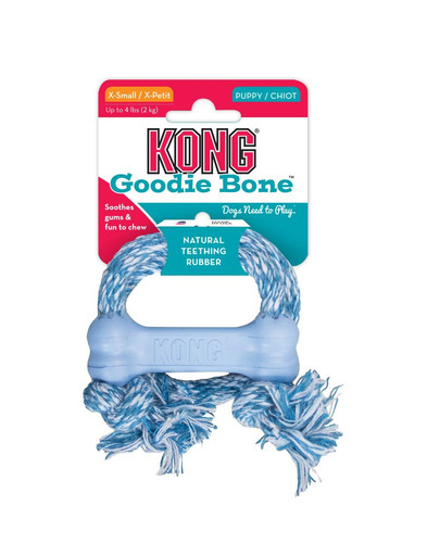 KONG Puppy Goodie Bone with rope XS Kauls ar virvi kucēniem
