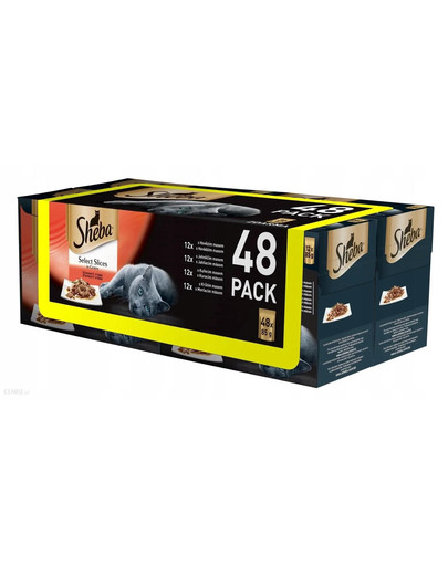 SHEBA Select Slices in Gravy kaķu barība mērcē 48 x 85 g maisiņos