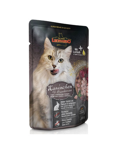 LEONARDO Finest Selection trusis ar dzērvenēm kaķiem 16 x 85 g