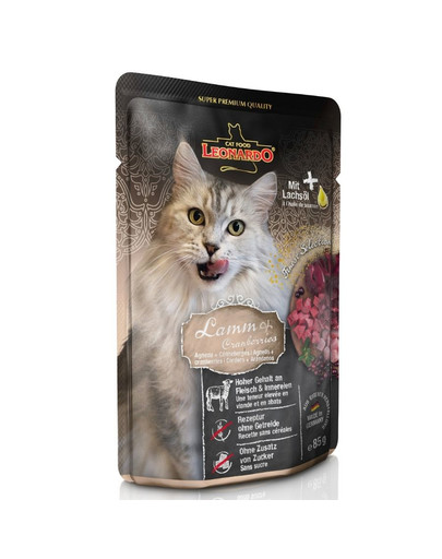 LEONARDO Finest Selection jēra gaļa ar dzērvenēm kaķiem 16 x 85 g