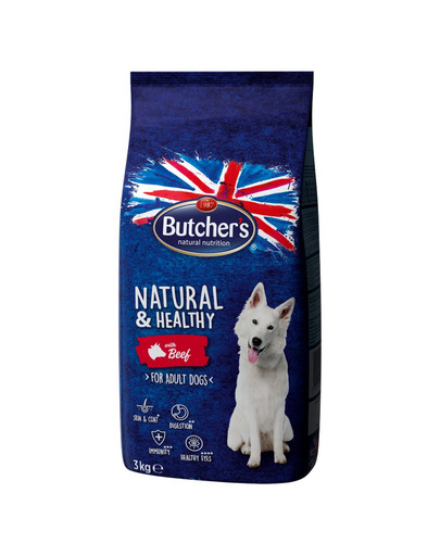 BUTCHER'S Natural&Healthy Dog sausā barība ar liellopa gaļu 3 kg