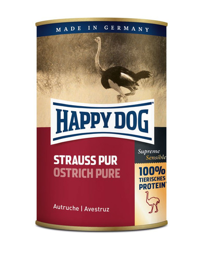 HAPPY DOG Pur Strauss konservi ar strausa gaļu 400 g
