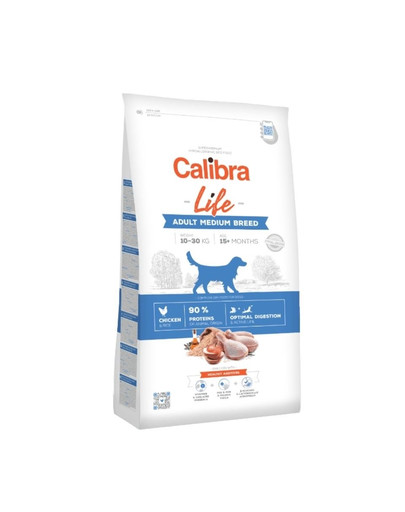 CALIBRA Dog Life pieaugušiem un vidēja lieluma suņiem ar vistas gaļu 12 kg