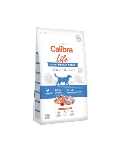 CALIBRA Dog Life pieaugušiem vidēja lieluma suņiem ar vistas gaļu 12 + 2 kg