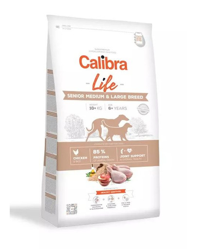 CALIBRA Dog Life vecākiem vidēju un lielu šķirņu suņiem ar vistas gaļu 12 kg