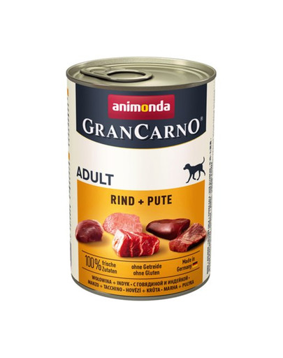 Animonda Grancarno Adult 400 g konservi pieaugušiem suņiem ar liellopa un tītaru gaļu
