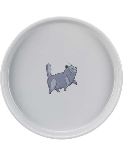 TRIXIE Keramiska kaķu bļoda ar kaķa attēlu 0,6L / 23cm, pelēka