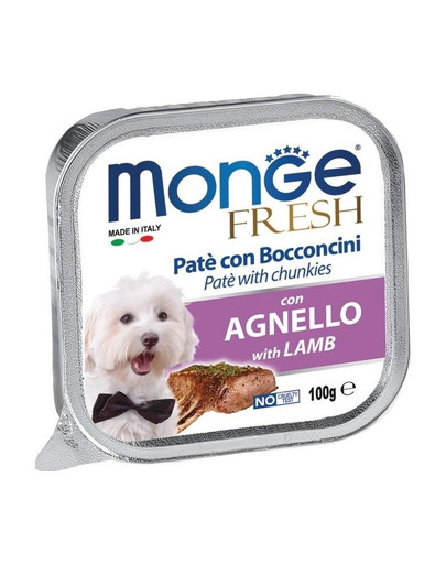 MONGE Fresh Suņu barība, pastēte ar jēra gaļu 100 g