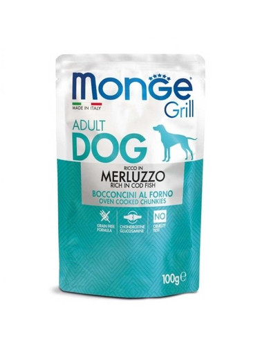 MONGE Grill mitrā suņu barība ar mencu 100 g