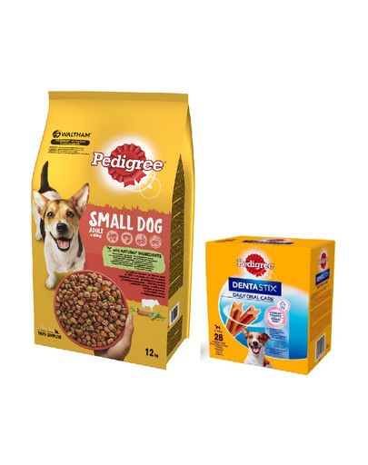 PEDIGREE Adult Small dog 12кг (мелкие породы) с говядиной и овощами + DentaStix 112 шт. - 110 г x 16