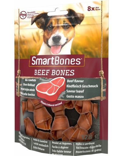 SmartBones Beef mini 8 gab. košļājamā rotaļlieta mazu šķirņu suņiem, liellopu gaļa