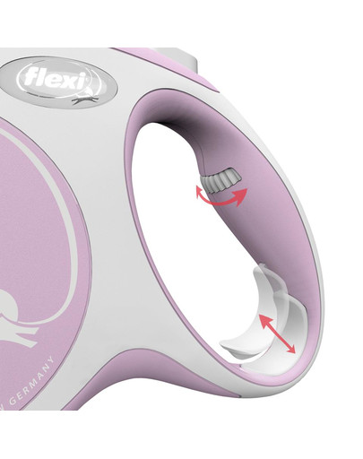 FLEXI New Comfort M Cord 8 m rose automātiskā pavada, rozā