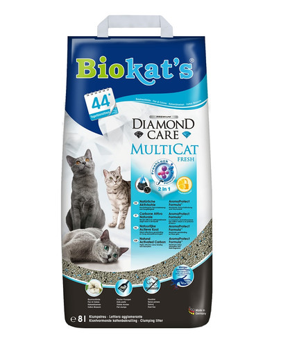BIOKAT'S Diamond Care Multicat svaigs bentonīta pakaiši,  daudziem kaķiem 8 L
