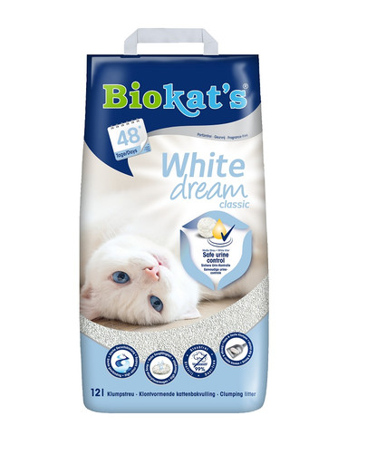 BIOKAT'S White dream Classic balta bentonīta kaķu pakaiši 12 L