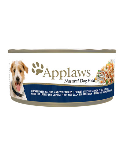 APPLAWS 156 g suņu barība ar vistas gaļu + lasi + dārzeņiem konservu bundžā