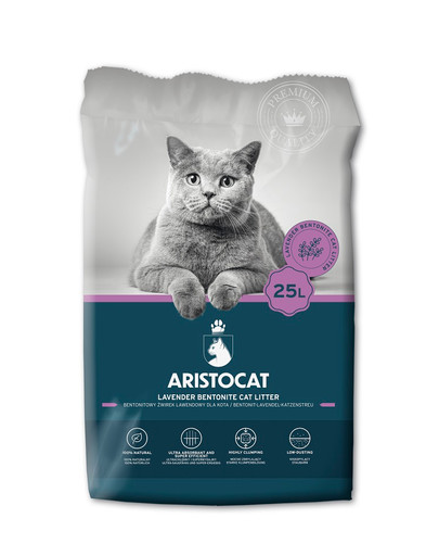 ARISTOCAT Plus lavandas bentonīta kaķu pakaiši 25 l + SHEBA Mini dāvanu komplekts, ar vistu 5x50 g