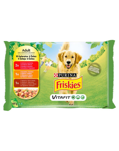 FRISKIES Vitafit Adult Skonių mišinys drebučiuose 40x100g drėgnas maistas suaugusiems šunims