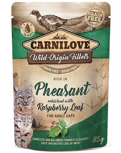 CARNILOVE Cat Pouch Pheasant & Raspberry leaves 85g Fazāna gaļa un aveņu lapas
