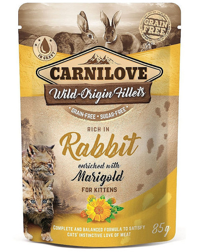 CARNILOVE Cat Pouch Rabbit & Marigold 85g truša gaļa ar kliņģerītes