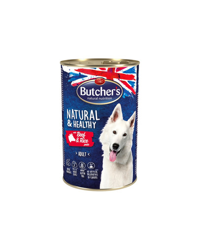 BUTCHER'S Natural&Healthy Dog ar jēra gaļas un rīsu pastēti 1200 g
