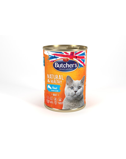 BUTCHER'S Natural&Healthy Cat ar foreles gabaliņiem želejā 400 g