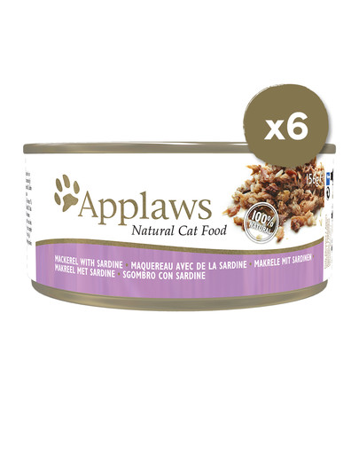APPLAWS Cat Tin 6 x 156 g mitrā barība kaķiem ar skumbriju un sardīnēm