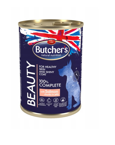 BUTCHER'S WCD Blue+ Beauty konservi ar laša gabaliņiem želejā 400 g