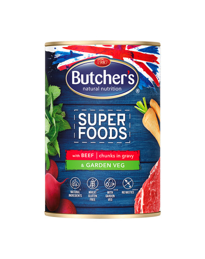 BUTCHER'S Superfoods Dog Tripe ar liellopa gaļu un dārzeņiem 400 g