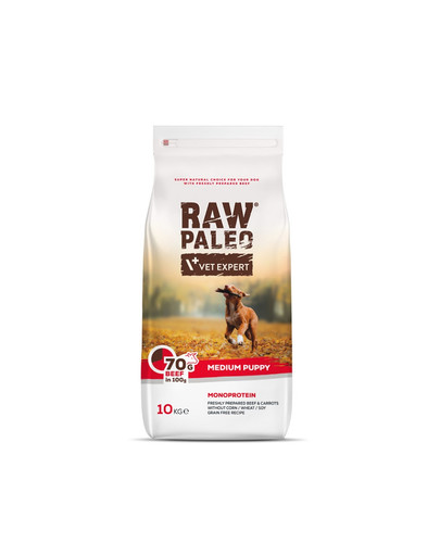 VETEXPERT Raw Paleo liellopu gaļa 10kg vidēja lieluma kucēniem