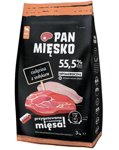 PAN MIĘSKO Teļa gaļa ar tītaru vidēja lieluma šķirnēm 3 kg