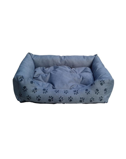 PETSBED guļvieta-sofa ar spilvenu, pelēka krāsā, ar ķepiņu apdruku, 78 x 60 cm
