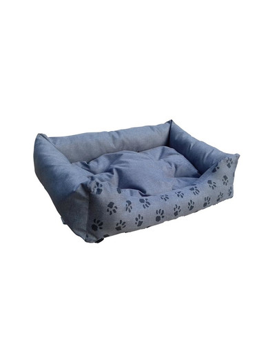 PETSBED guļvieta-sofa ar spilvenu, pelēka krāsā, ar ķepiņu apdruku, 78 x 60 cm