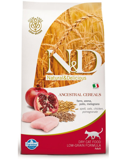 FARMINA N&D low grain chicken & pomegranate adult cat 1,5 kg