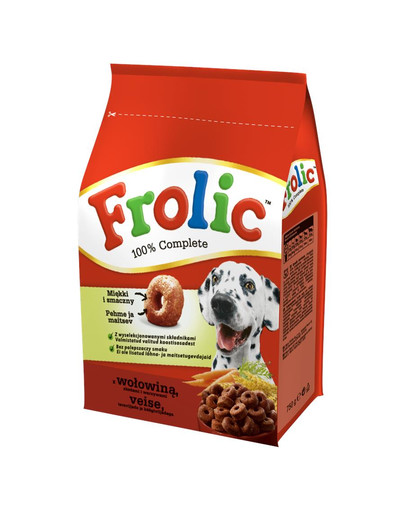 FROLIC 5x750g - sausā suņu barība ar liellopa gaļu, dārzeņiem un graudaugiem