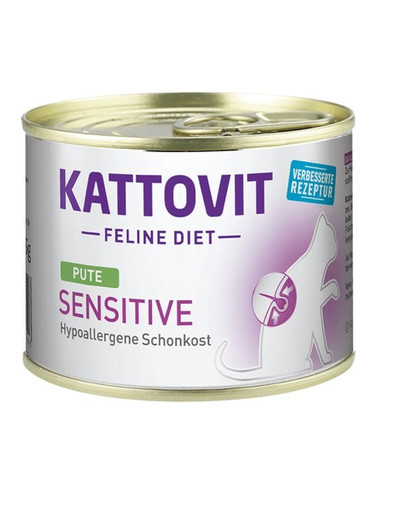 KATTOVIT Feline Diet Sensitive   ar tītaru 185 g, jutīgiem kaķiem ar noteiktām pārtikas alerģijām.