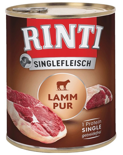 RINTI Singlefleisch Lamb, monoproteīniem sabalansēta, proteīniem bagāta barība bez graudiem 800 g
