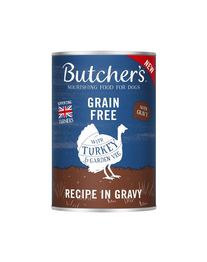 BUTCHER'S Original Recipe in Gravy, barība suņiem, tītara gabaliņi mērcē, 400g