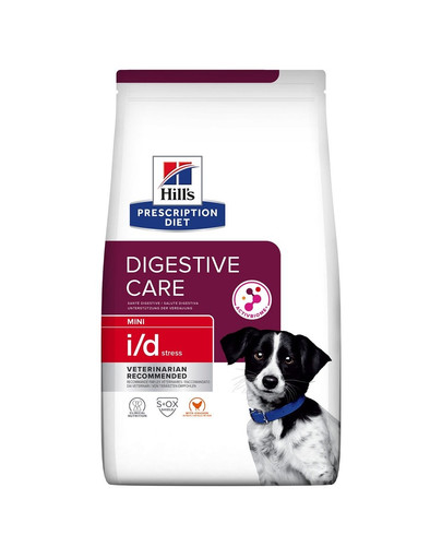 HILL'S Prescription Diet Canine i/d Stress Mini Active Biom ir labi sagremojama, pilnvērtīga diēta pieaugušiem suņiem / gremošanas traucējumu mazināšanai 1,5kg