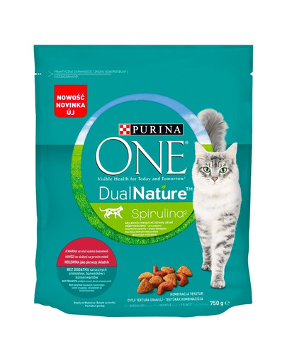 PURINA ONE Dual Nature Spirulina ar liellopu gaļu kā pirmo sastāvdaļu 750 g