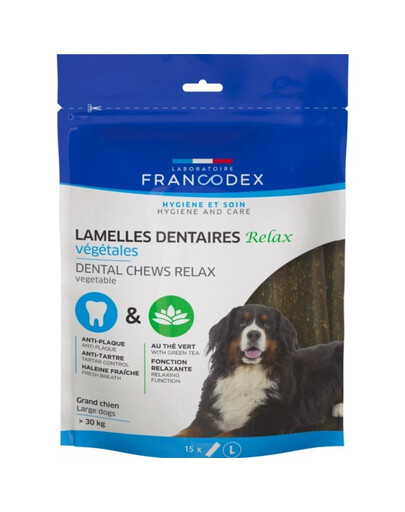 FRANCODEX RELAX lielās košļājamās lentes zobakmens un sliktas smakas noņemšanai 502,5 g/15 lentes