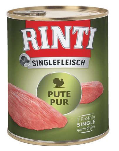 RINTI Singlefleisch tītara gaļa, monoproteīniem sabalansēta, proteīniem bagāta barība bez graudiem 800 g
