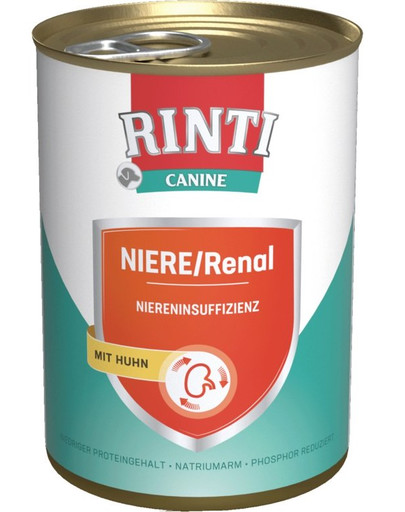 RINTI Canine Niere/Renal hroniskai vai akūtai nieru mazspējai ar vistas gaļu 400 g