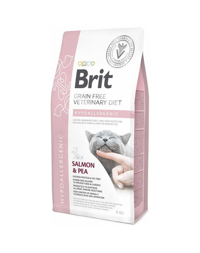 BRIT Veterinary Diets Cat Hypoallergenic kaķiem ar dermatoloģiskām/ kuņģa-zarnu trakta problēmām, ko izraisa negatīva reakcija uz barību (pārtikas alerģija/pārtikas nepanesamība) 5 kg