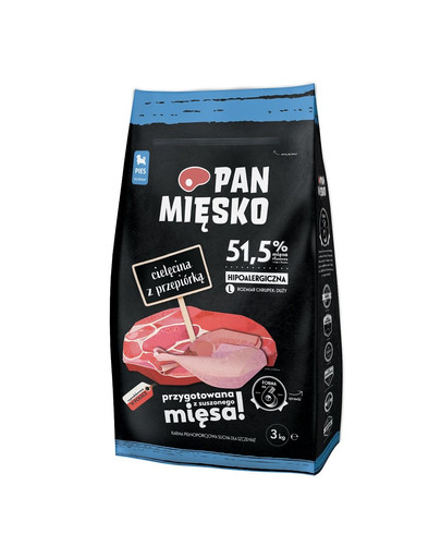 PAN MIĘSKO Teļa gaļa ar paipalām miniatūru šķirnēm 3 kg