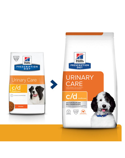 HILL'S Prescription Diet C/D Urinary Care Multicare pilnvērtīga, diētiska suņu barība, kas izstrādāta, lai samazinātu/izšķīdinātu struvīta akmeņus un to veidošanos 4 kg