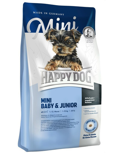 HAPPY DOG Mini Baby & Junior 29 16 kg (2 x 8 kg) sausā barība maziem kucēniem