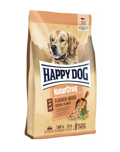 HAPPY DOG NaturCro Flocken Mixer 20 kg (2 x 10 kg) smalkas pārslas ar pilngraudu graudaugiem, dārzeņiem, garšaugiem, vitamīniem un minerālvielām.
