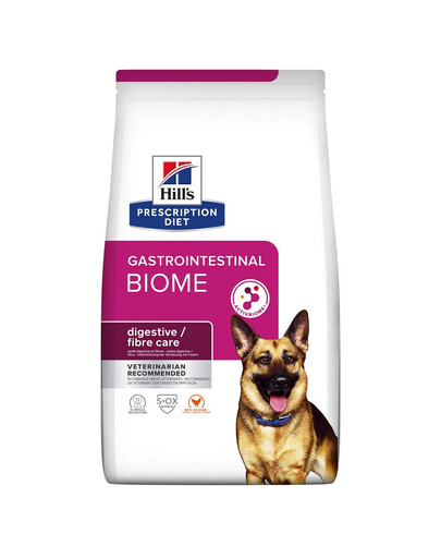 HILL'S Prescription Diet Canine GI Biome 20 kg (2x10 kg) palīdz mazināt zarnu malabsorbcijas simptomus, kompensēt gremošanas traucējumu sekas pieaugušiem suņiem
