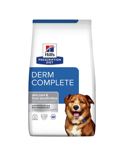 HILL'S Prescription Diet Canine Derm Complete barība suņu ādas stiprināšanai 24 kg (2x12 kg)