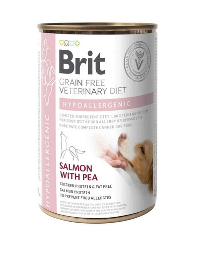BRIT Veterinary Diet Hypoallergenic Salmon&Pea barība suņiem pret alerģiju 6x400g